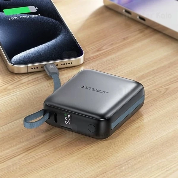 پاوربانک 10000 ایس فست ACEFAST M23 PD22.5W GaN Fast Charger توان 22.5 وات همراه با کابل متصل