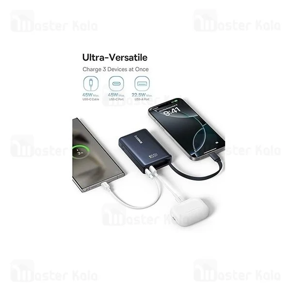 پاوربانک 10000 بیسوس Baseus Picogo P10076803123 توان 45 وات همراه با کابل متصل