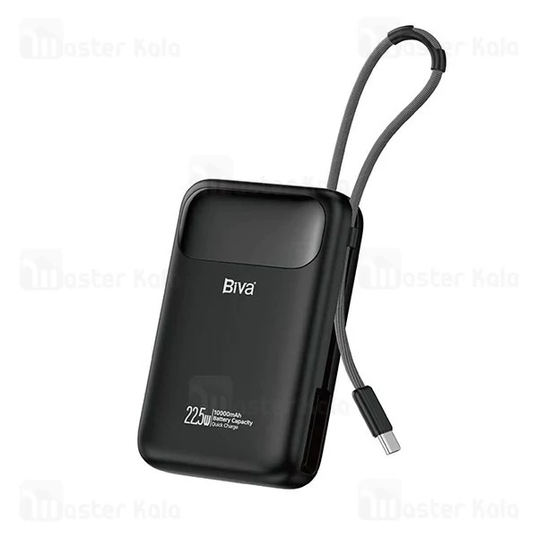 پاوربانک 10000 بیوا Biva BP-023 توان 22.5 وات با کابل متصل