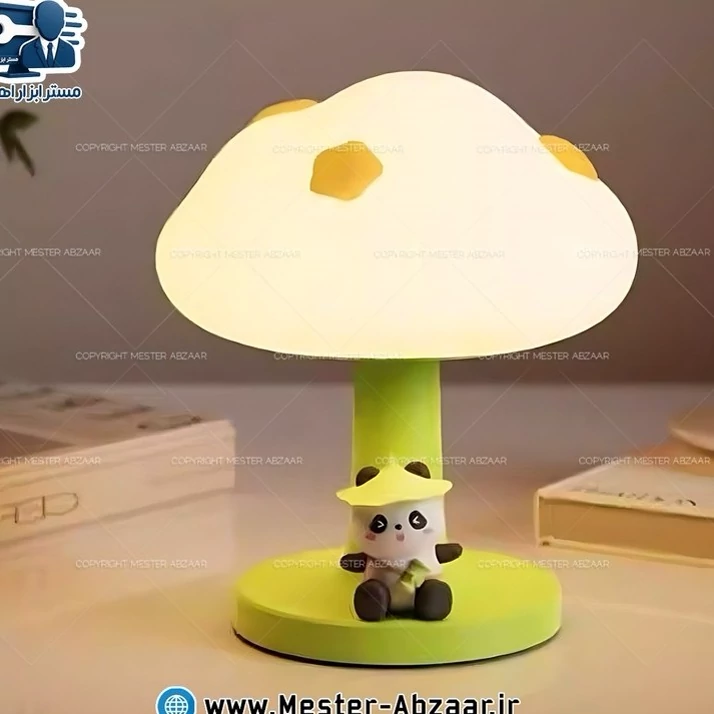 چراغ خواب سیلیکونی طرح ابر قارچی پاندا فانتزی رومیزی قابل شارژی مدل MG-A02