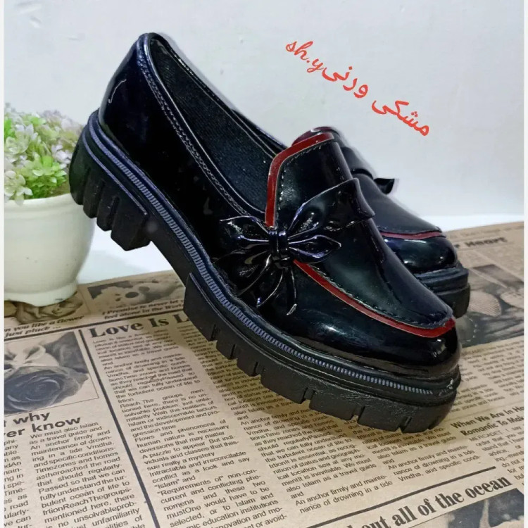 کفش ونس خرسی زنانه جنس لی کتان لژ 2 سانت رنگ سفید و مشکی
