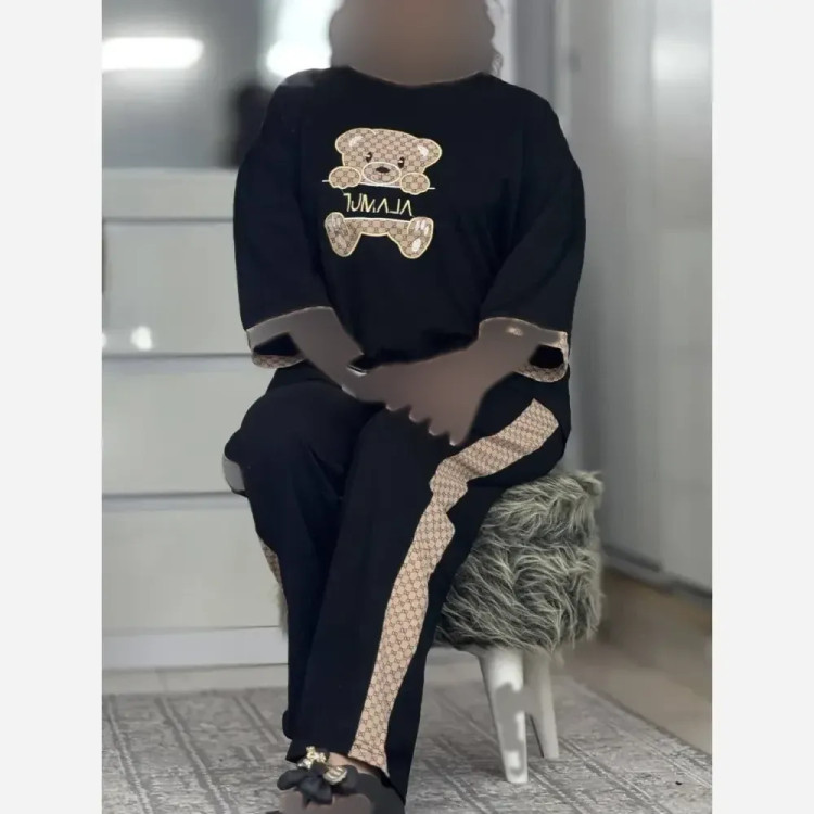 ست تیشرت و شلوار زنانه مدل نسرین جنس پنبه گلکسی فری سایز 36 تا 46