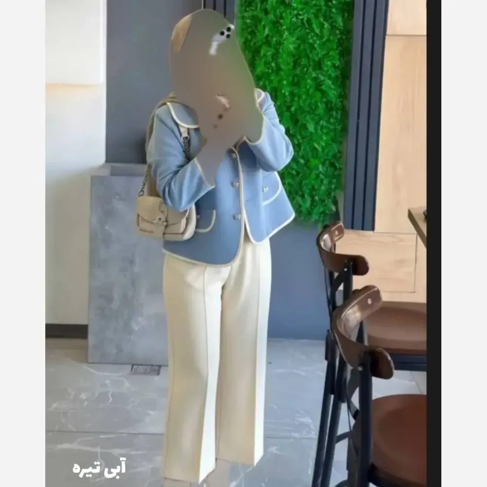 مانتو کمر کش شانتون بلند دکمه دار جیب دار فری سایز
