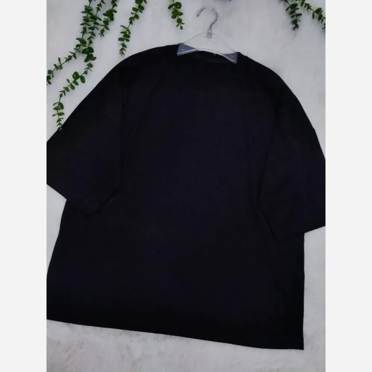 تیشرت باکسی ساده اسپرت نخ پنبه مشکی فری سایز تا 50
