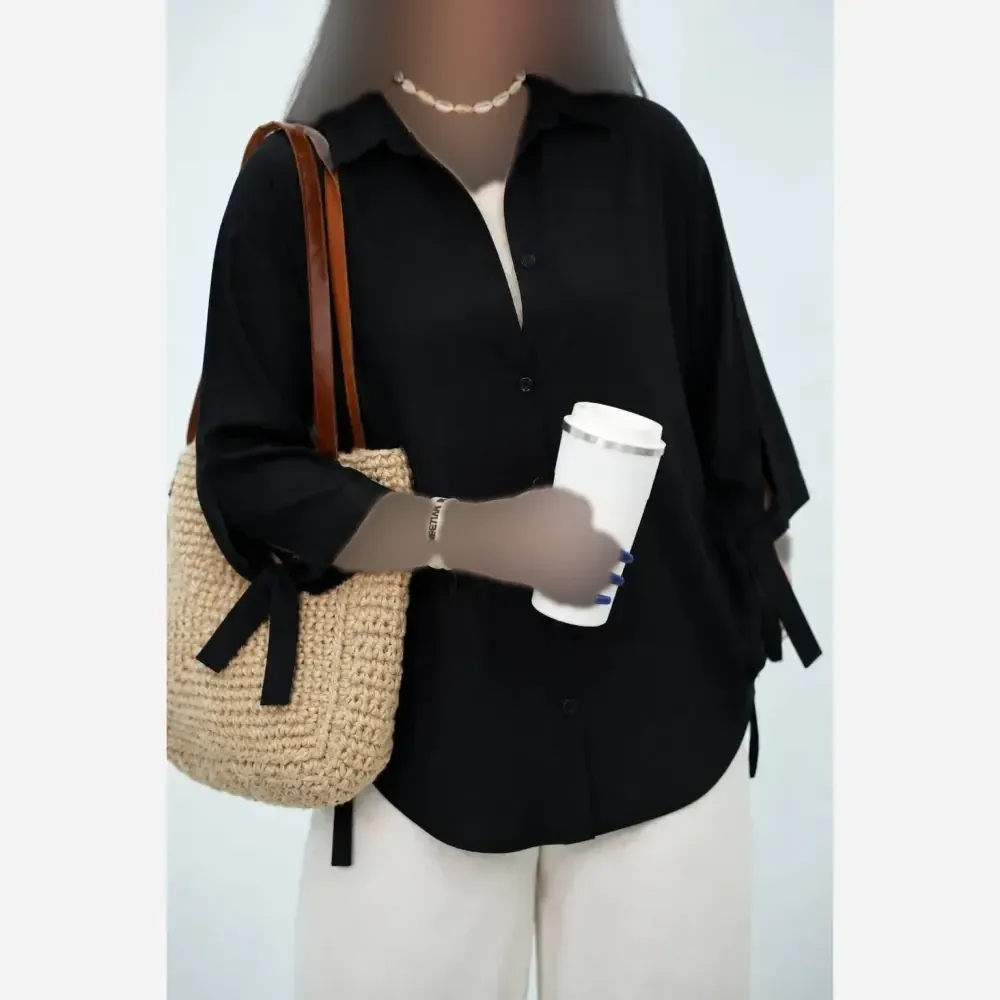 شومیز گره ای نیکی فری سایز 38 تا 48 پری درجه یک خنک سبک