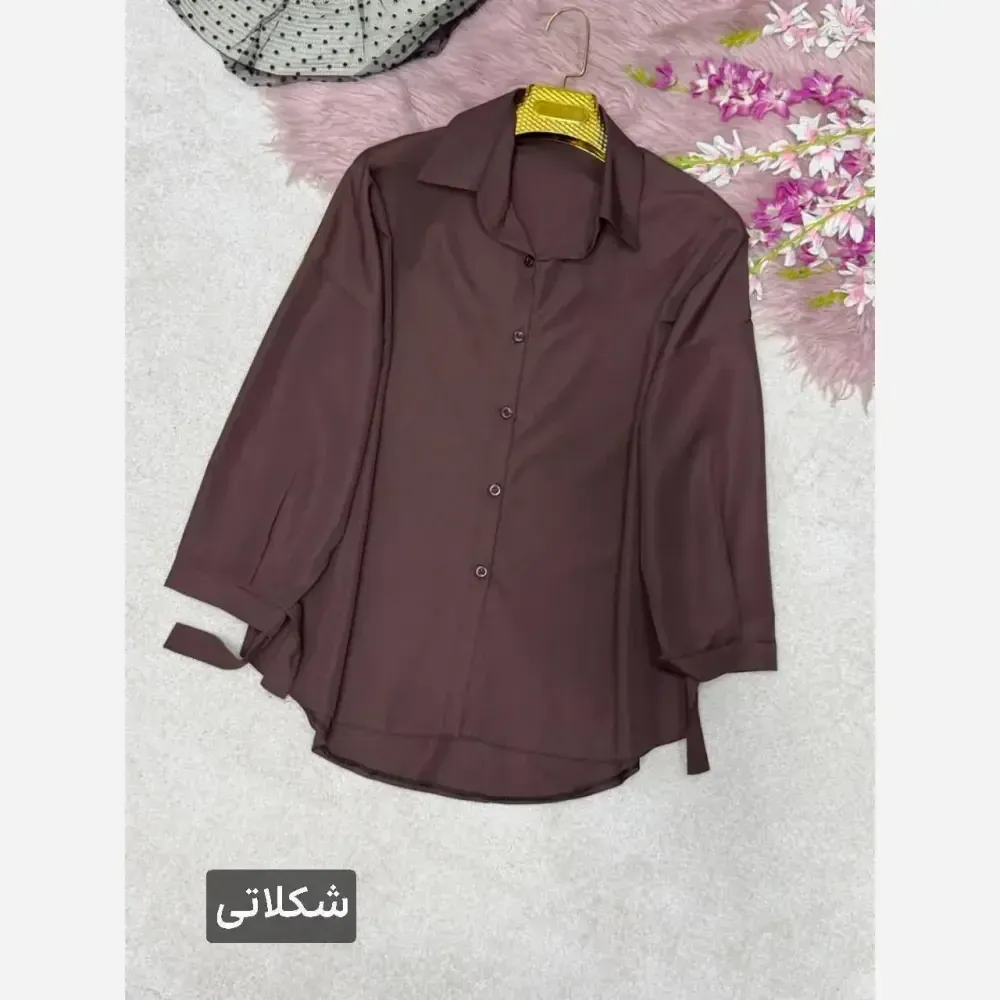 شومیز مانتویی مینا لنین ایرانی طوسی آبی سایز 38 تا 52