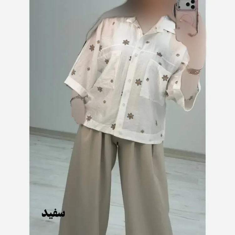 شومیز لارا پری شیشه ای درجه یک فری سایز 38 تا 46 رنگبندی متنوع