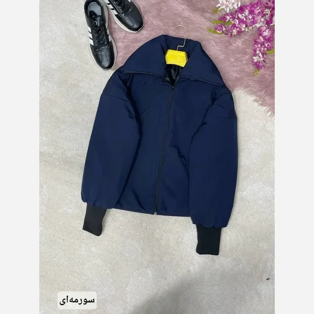 کاپشن کتان شارلوت سرمه ای آستر پشم شیشه فری سایز