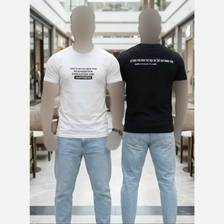تیشرت پنبه یقه گرد مردانه رنگ مشکی و سفید سایز L و XL
