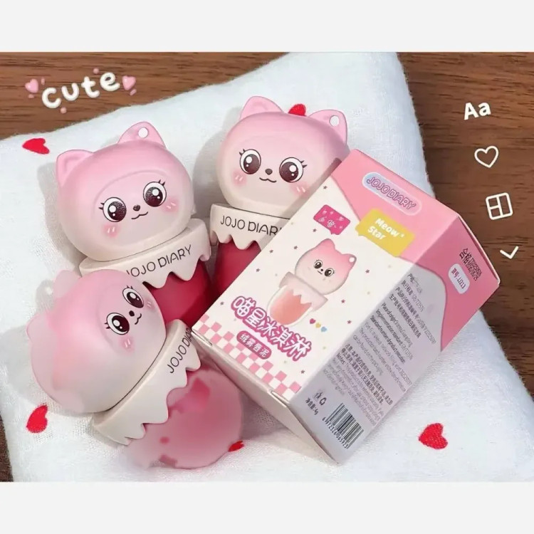 رژلب مایع مات مخملی طرح گربه فانتزی JOJO DIARY