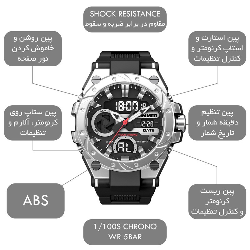 ساعت مچی عقربه ای کوارتز مردانه هامر مدل HM1428-C1