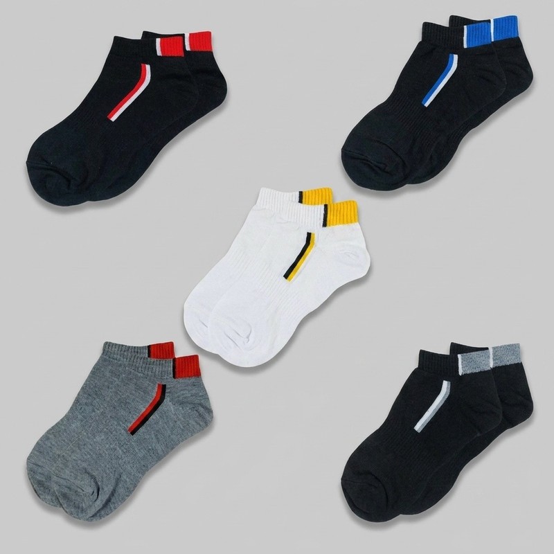 جوراب ساق کوتاه مردانه هورا مهر مدل HS-RGB05 مجموعه 5 عددی