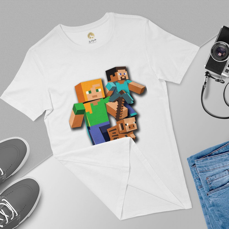 تی شرت آستین کوتاه مردانه هومرو مدل TW021 طرح بازی ماینکرافت