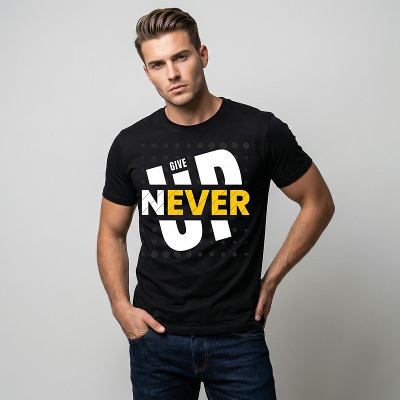 تی شرت آستین کوتاه مردانه هورا مهر مدل HM-TB-NEVER