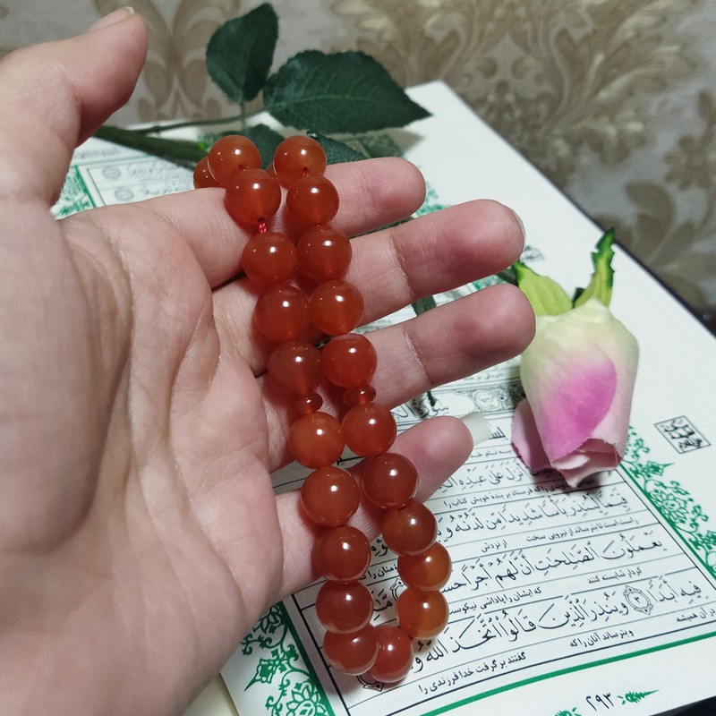 تسبیح سلین کالا مدل عقیق سرخ اصل 33 دانه طرح 10 میل کد 1