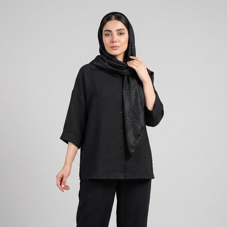 شومیز آستین سه ربع یقه برگردان زنانه مون سا مدل 19