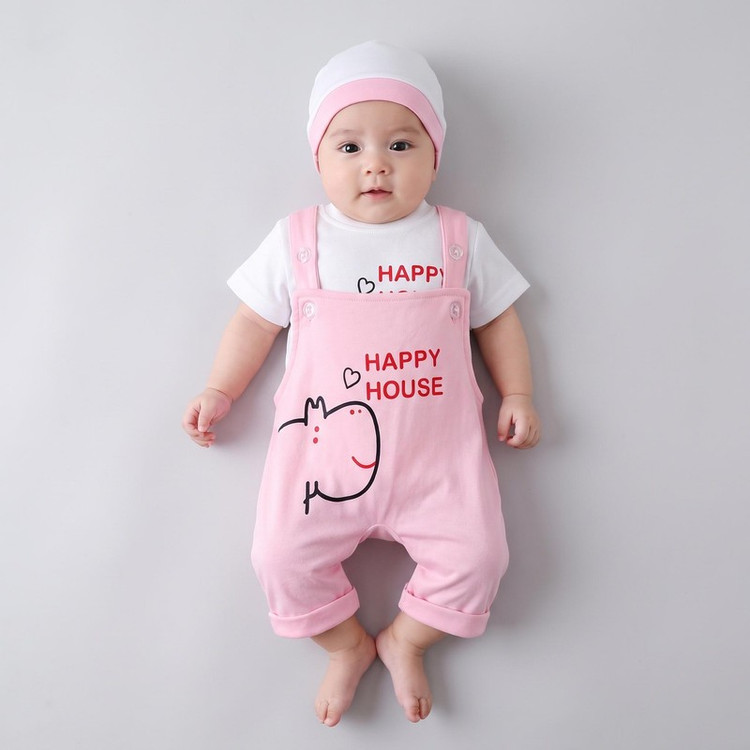 ست 3 تکه لباس راحتی نوزادی مدل Happy کد M44