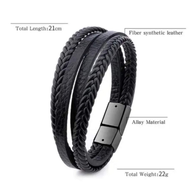 دستبند مردانه مدل چرم بافت طبیعی کد 1100