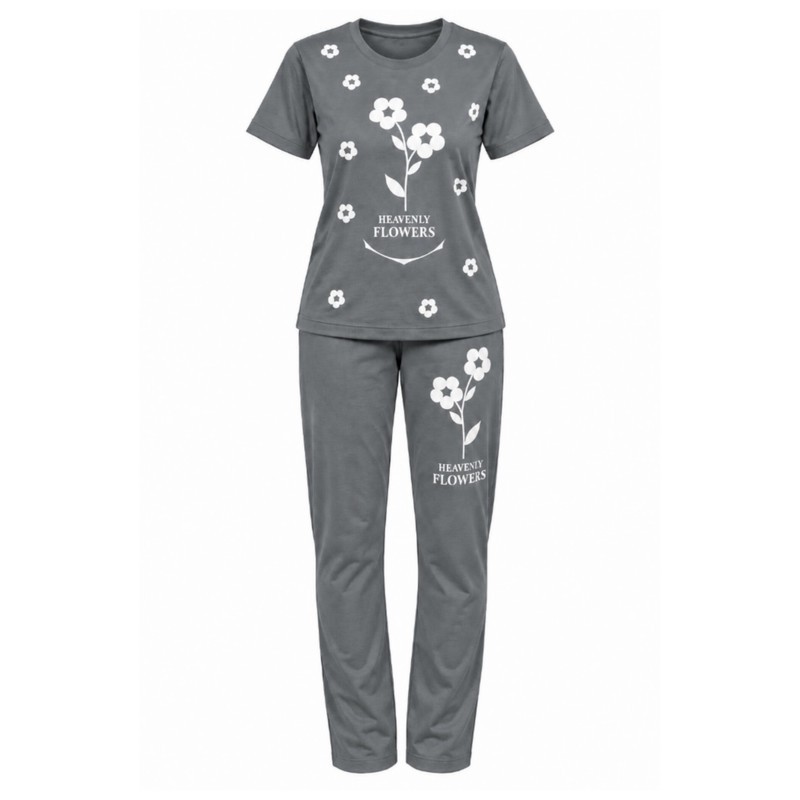 ست تیشرت آستین کوتاه و شلوار راحتی زنانه مدل گل