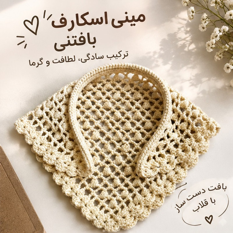 مینی اسکارف بافتنی زنانه مدل تل دار