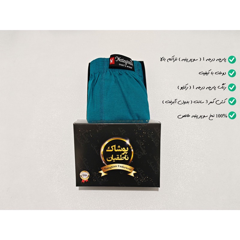 شورت مردانه پوشاک ناطقیان مدل پادار سوپر نخ پنبه کد 26