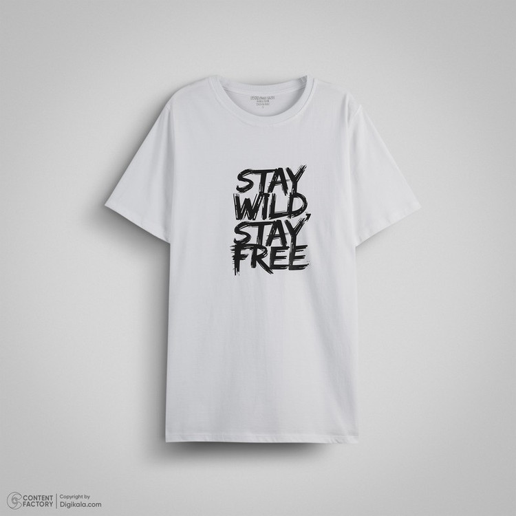 تیشرت آستین کوتاه یقه گرد مردانه دیلمانا مدل Stay Wild Stay Free