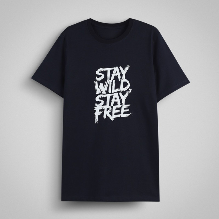 تیشرت آستین کوتاه یقه گرد مردانه دیلمانا مدل Stay Wild Stay Free
