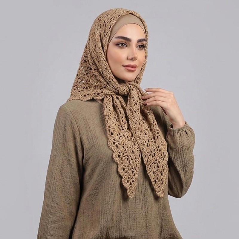 مینی اسکارف نخ زنانه مدل گیپوری کد 0111446 با طول و عرض 6833 سانتی متر