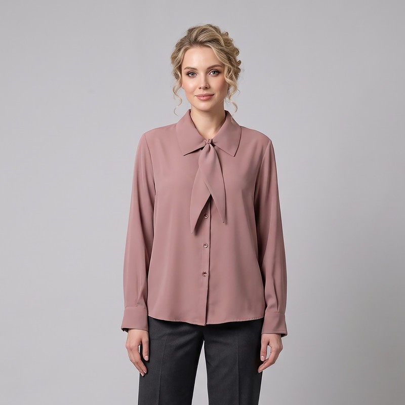شومیز زنانه آستین بلند کرپ الیزه کراواتی مدل 03