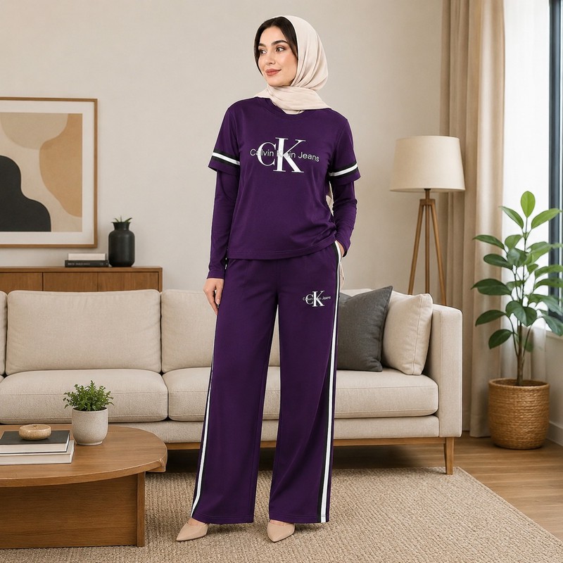 ست تیشرت آستین کوتاه و شلوار راحتی زنانه مدل کیانا