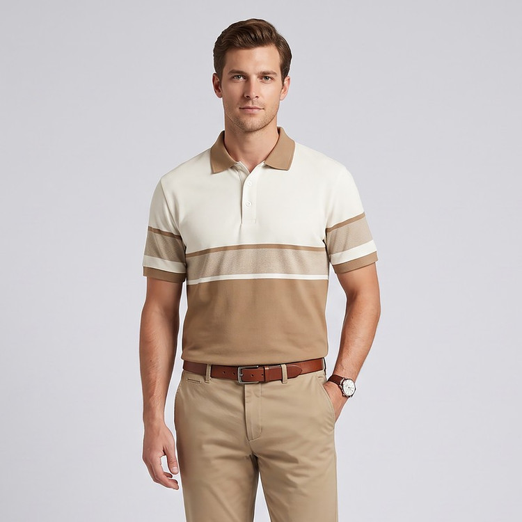 پولوشرت مردانه باینت طرح راهراه مدل 867