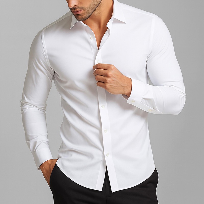 پیراهن آستین بلند یقه برگردان مردانه ابراف مدل آبکام