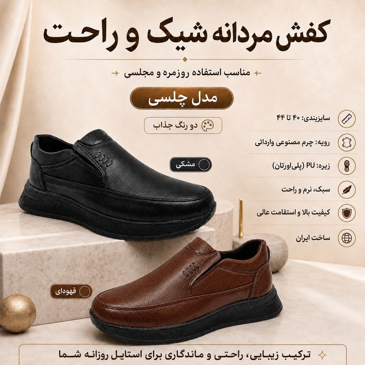 کفش روزمره مردانه مدل چلسی