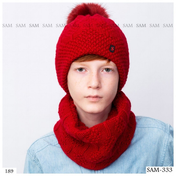 ست بافتنی کلاه و شال گردن سام مدل 009