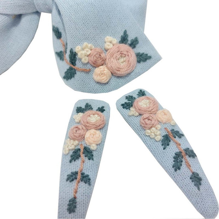 گیره مو دخترانه مدل تق تقی گلدوزی بهنوش بسته 3 عددی