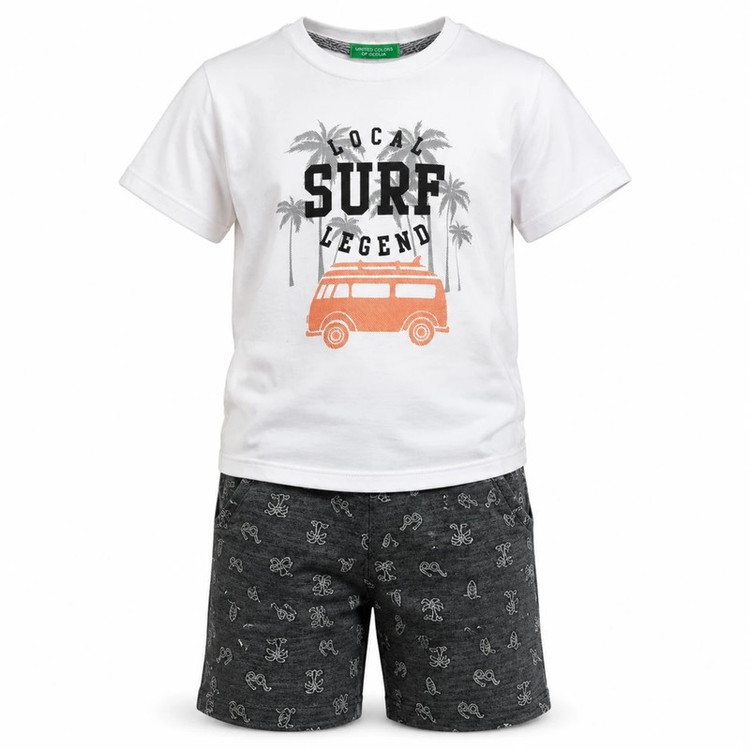 ست تیشرت آستین کوتاه و شلوارک راحتی پسرانه مدل Surf کد ۳۵۰