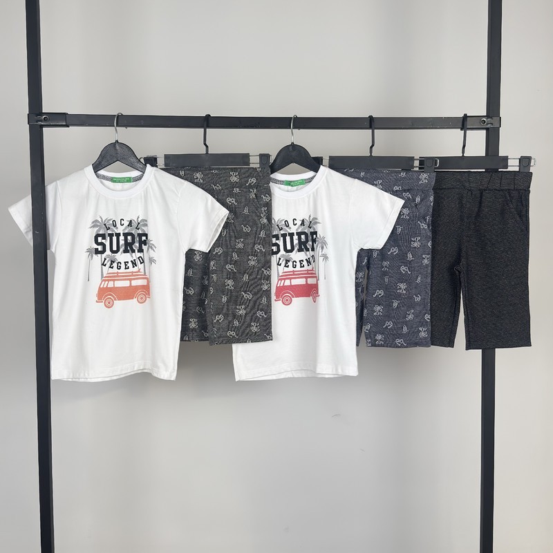 ست تیشرت آستین کوتاه و شلوارک راحتی پسرانه مدل Surf کد ۳۵۰