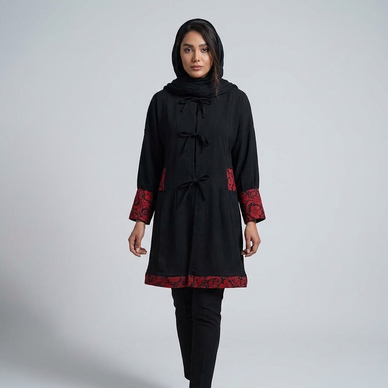 مانتو زنانه مدل عروسکی کیمانو تافته کد tm-2774
