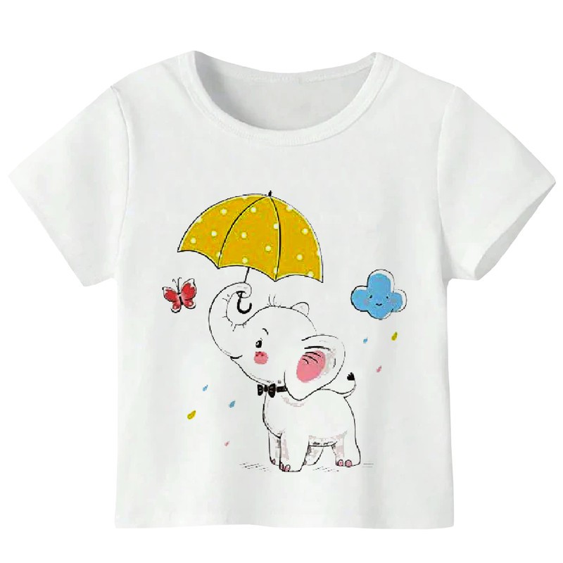 تی شرت آستین کوتاه دخترانه مدل فیل چتر WS29