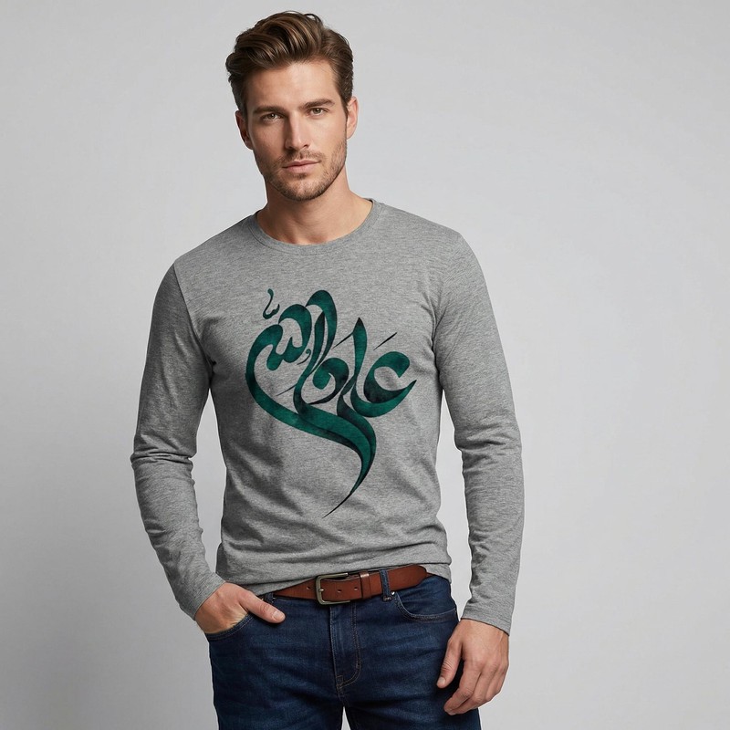 تی شرت آستین بلند مردانه مدل علی ولی الله W279