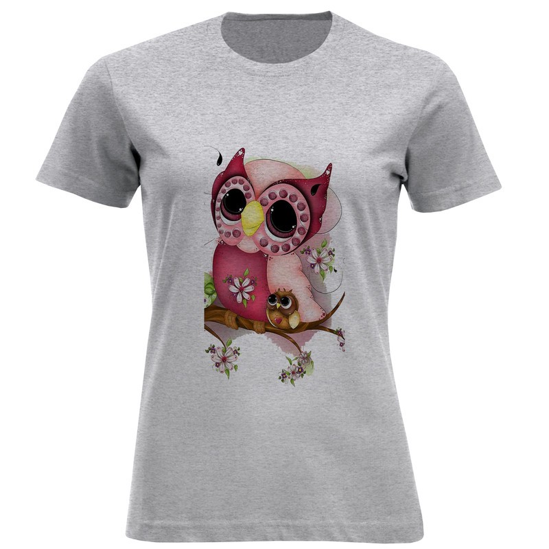 تی شرت آستین کوتاه زنانه مدل جغد D878