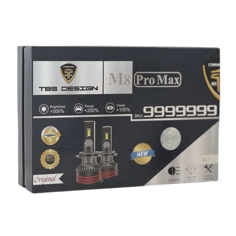 هدلایت خودرو تی بی اس دیزاین مدل M8 Pro Max H7 بسته دو عددی