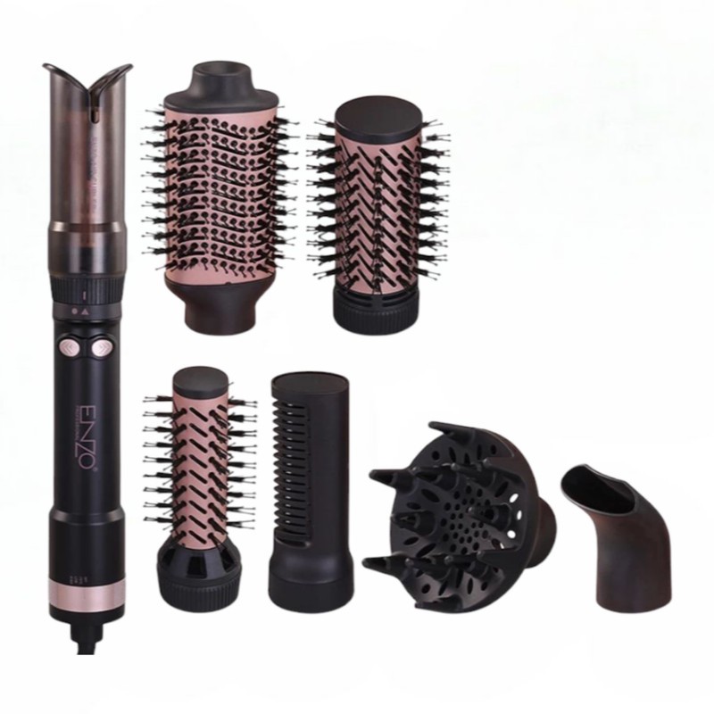سشوار برسدار چرخشی انزو پروفیشینال مدل EN-760 7in1 با توان 1500 وات، موتور DC براشلس، تنظیمات دما و سرعت دو حالته، تک...