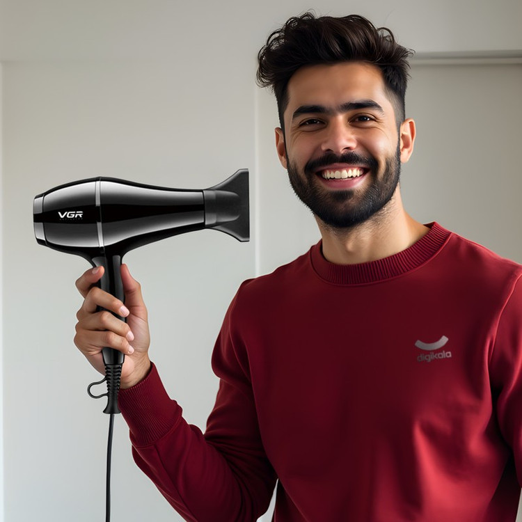 سشوار حرفهای 2200 وات وی جی ار مدل V-414، موتور AC، وزن 802 گرم، المنت سرامیک تورمالین، دارای سری متمرکزکننده باریک، ...