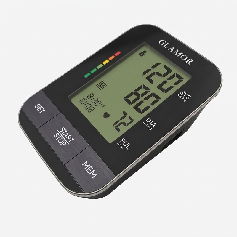 فشارسنج بازویی دیجیتال گلامور مدل DBP-1332، با نمایشگر LCD، اعلان صوتی فارسی، نور پسزمینه چندرنگ، منبع انرژی برق و با...