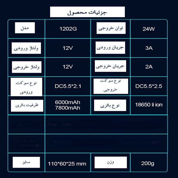 یو پی اس دبلیو جی پی مدل Efcium G12 - 1202G ظرفیت 7800 میلی آمپر ساعت