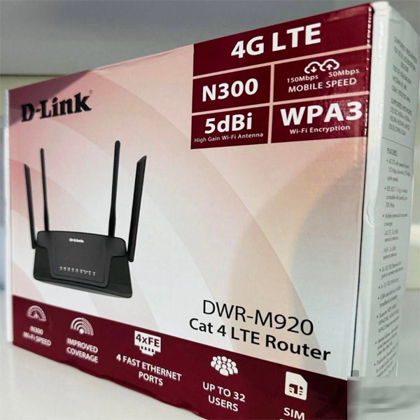 مودم روتر بیسیم 4G LTE دی-لینک مدل DWR-M920 با پشتیبانی از سیمکارت 3G/4G، سرعت تا 150 مگابیت بر ثانیه، پوشش کامل منزل...