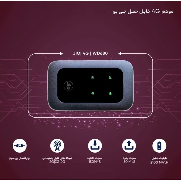 مودم 4G قابل حمل جی یو مدل WD680
