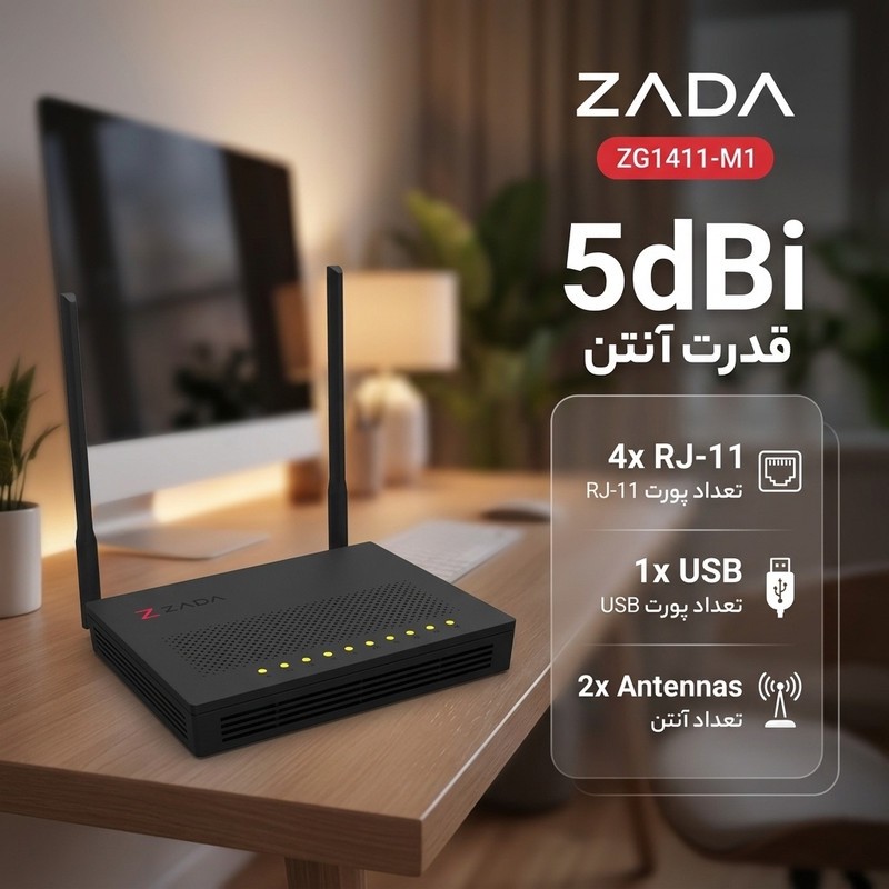 مودم فیبر نوری زادا مدل ZG1411-M1