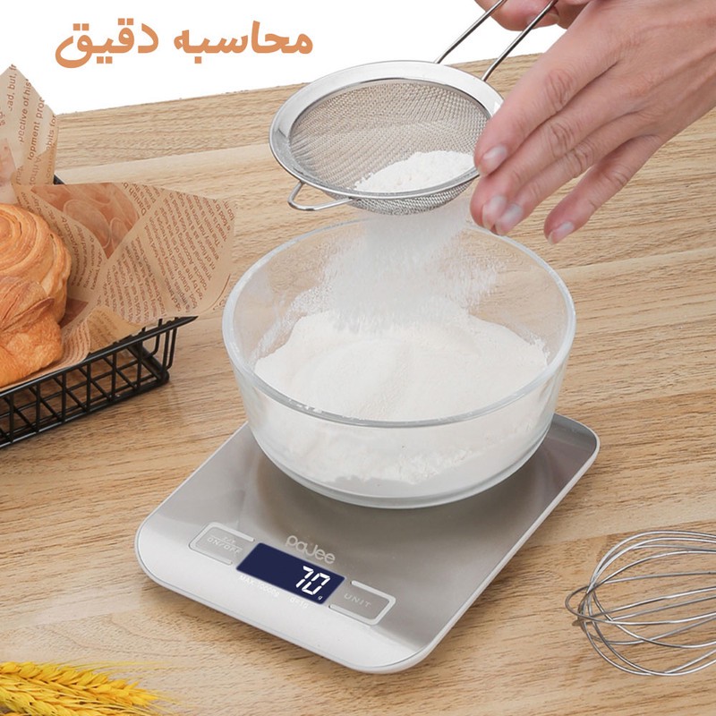 ترازو آشپزخانه دیجیتال پاجی مدل P10KG حداکثر ظرفیت قابل اندازهگیری 10 کیلوگرم با دقت اندازهگیری 1 گرم